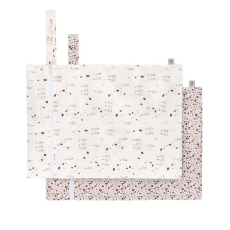 Lot de 2 grandes pochettes imperméables  'Oies/Fleurs'